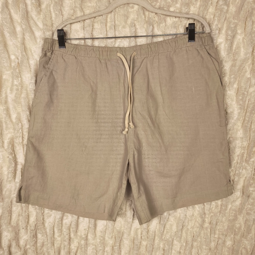 Alex Crane Linen Shorts Mens XXL Light Beige Beachy Lightweight Stretch